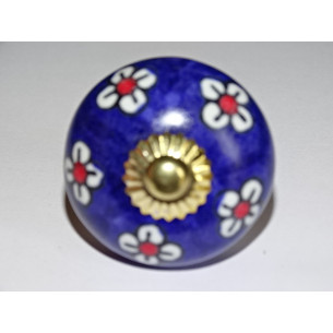 Ultramarin blau und weiß Blumen Schublade Knöpfe oder Tür 2