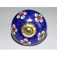 Ultramarin blau und weiß Blumen Schublade Knöpfe oder Tür