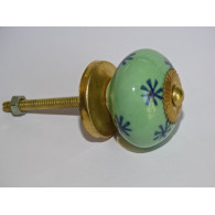 Boutons de tiroirs ou porte vert Printemps et étoile outremer