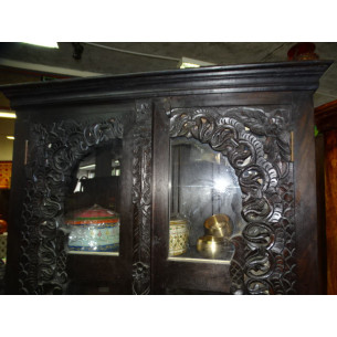 Armoire bibliothèque vitrée patine foncée 2