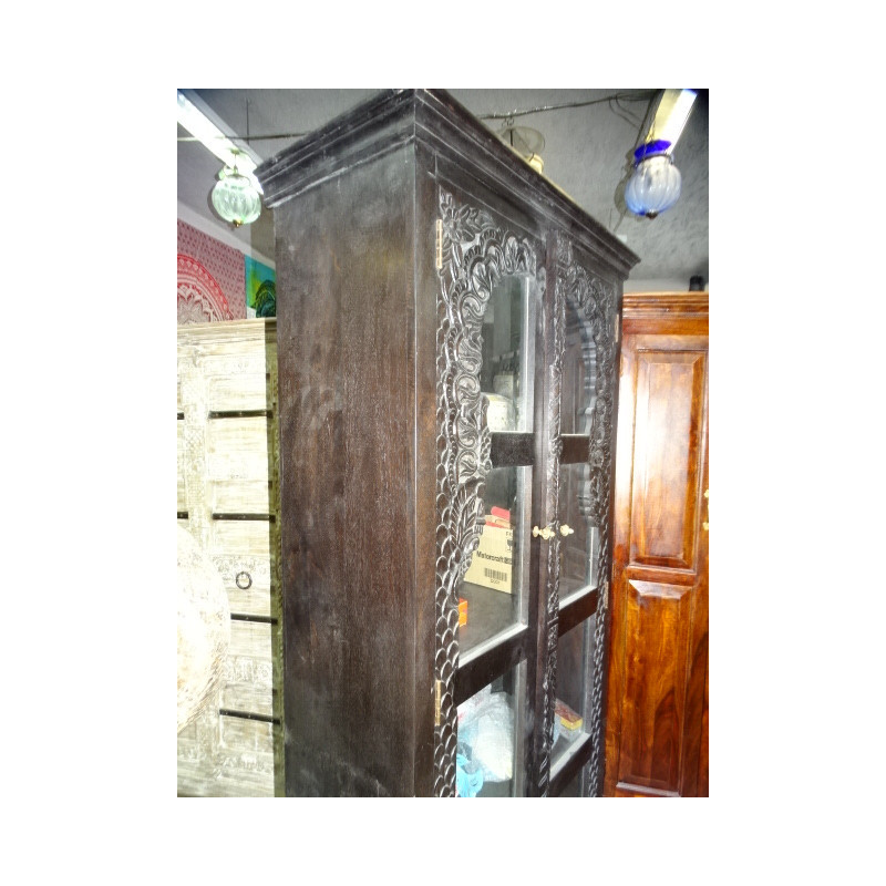 Vetro biblioteca mobile patina scura.