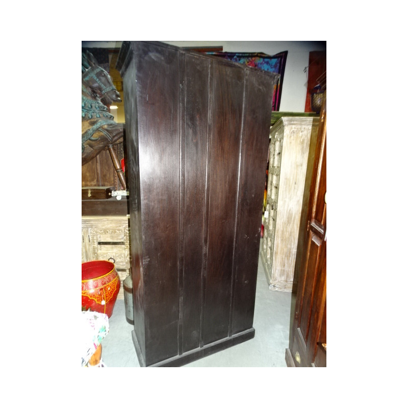 Armoire bibliothèque vitrée patine foncée