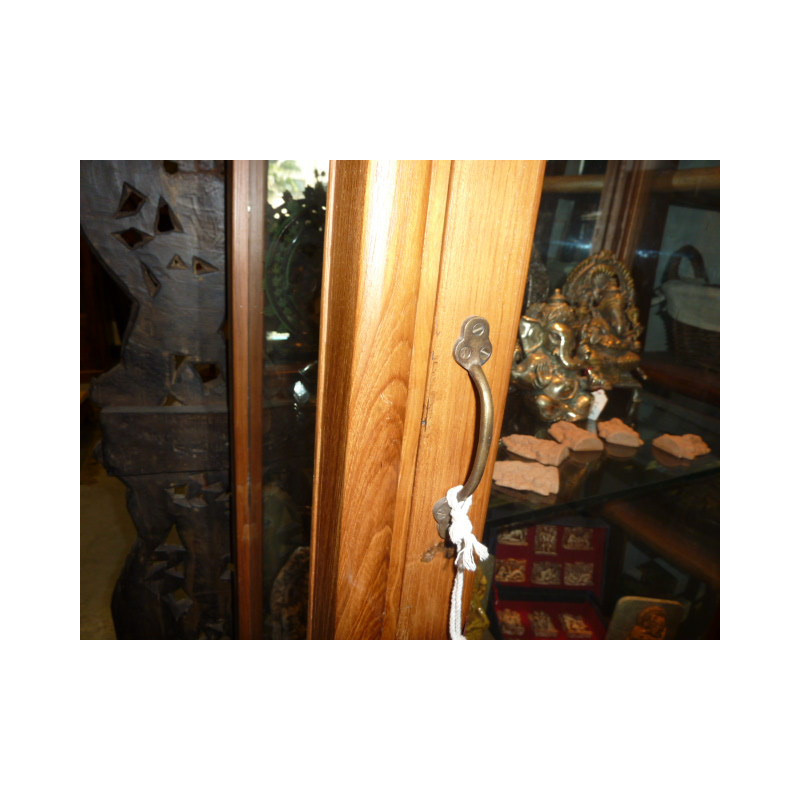 Vitrine column éclairée en teak