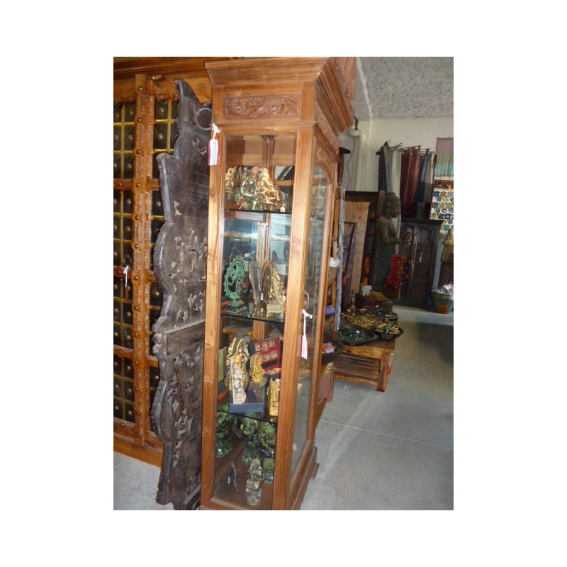 Vitrine colonna éclairée en teck