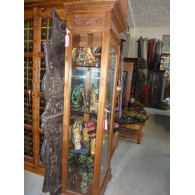 Vitrine colonne éclairée en teck