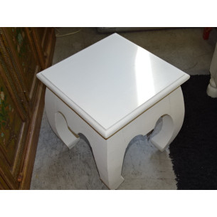 Tabouret opium 40x40 cm patine blanche. 2