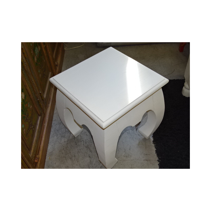Sgabello oppio 40x40 cm patina bianca.