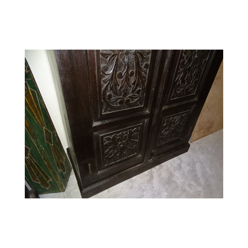 cabinet carved flowers dark patina