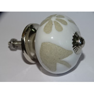 Möbelknöpfe mit Blumen und Blättern im Relief - silber