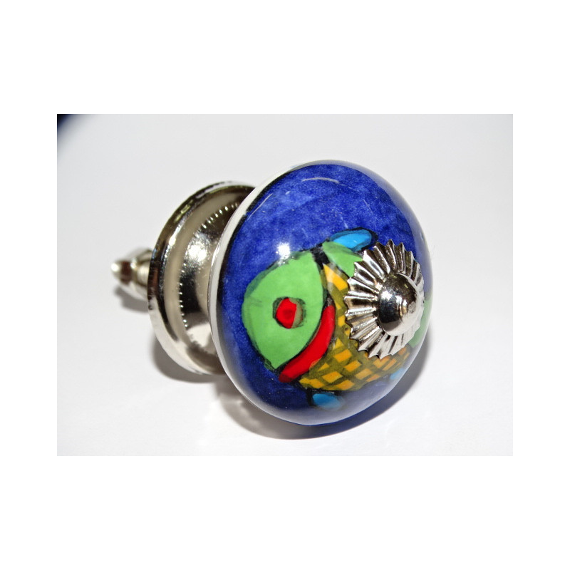 Boutons de meubles en porcelaine bleu outremer...