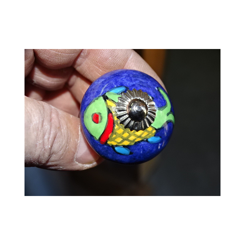 Möbelknöpfe aus ultramarinblauem Porzellan mit...