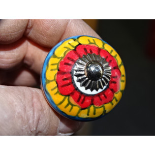 Boutons de meubles avec grande fleur rouge et orange -... 2