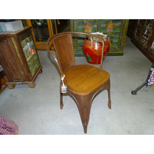 Metal chair with solid mango seat