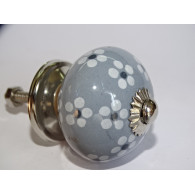 Pomelli per mobili grigi con e piccoli fiori bianchi - argento