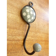 Porte manteaux rond de couleur gris avec pois blancs