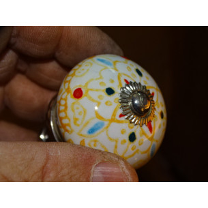 White furniture knobs with light orange arabesque - silver 2