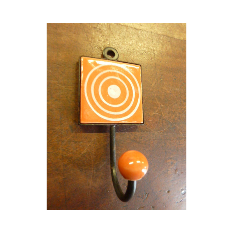 Mini patère Carré orange à cercle