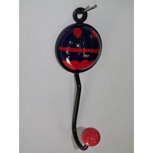 patère porte manteau ronde en porcelaine rouge et bleu...