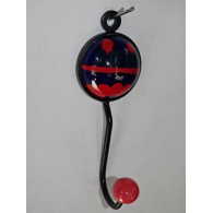 patère porte manteau ronde en porcelaine rouge et bleu outremer