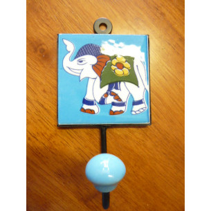 patère 8x8 cm Eléphant blau-weib gauche