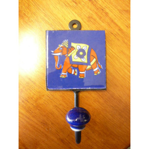 patère 8x8 cm Eléphant outremer gauche