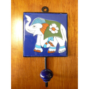 patère 10x10x17 cm Eléphant outremer gauche