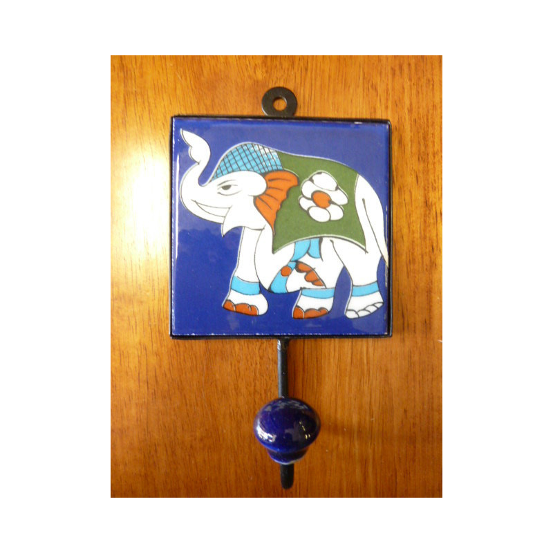 wall hook 10x10x17 cm Eléphant dark-blue left