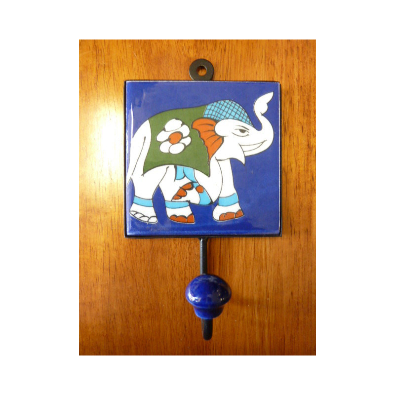 patère 10x10x17 cm Eléphant outremer droite
