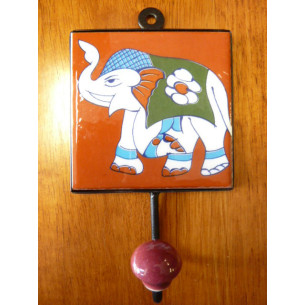 Gancho 10x10x17 cm elefante marron gauche