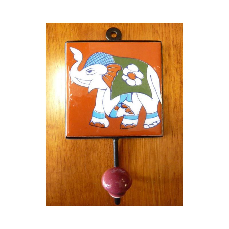 patère 10x10x17 cm Eléphant marrone gauche