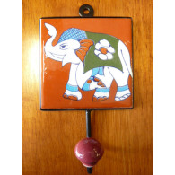 wall hook 10x10x17 cm Eléphant brown left