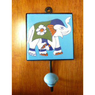 wall hook 10x10x17 cm Eléphant blue right