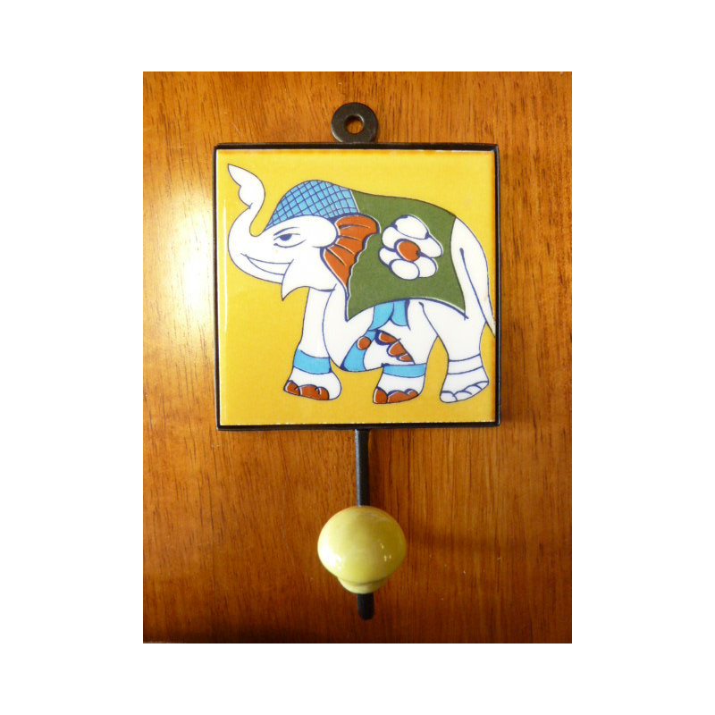 wall hook 10x10x17 cm Eléphant yellow left