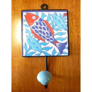 patère 10x10x17 cm poisson blau et rot