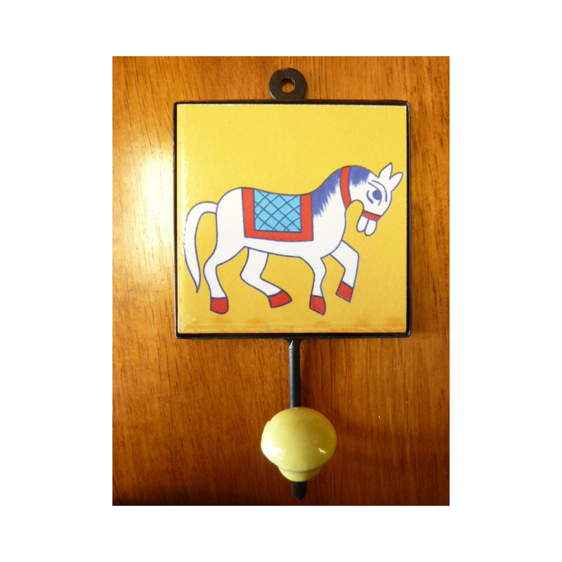 patère 10x10x17 cm cheval jaune droite