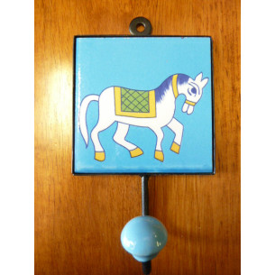 patère 10x10x17 cm Pferd  blau droite