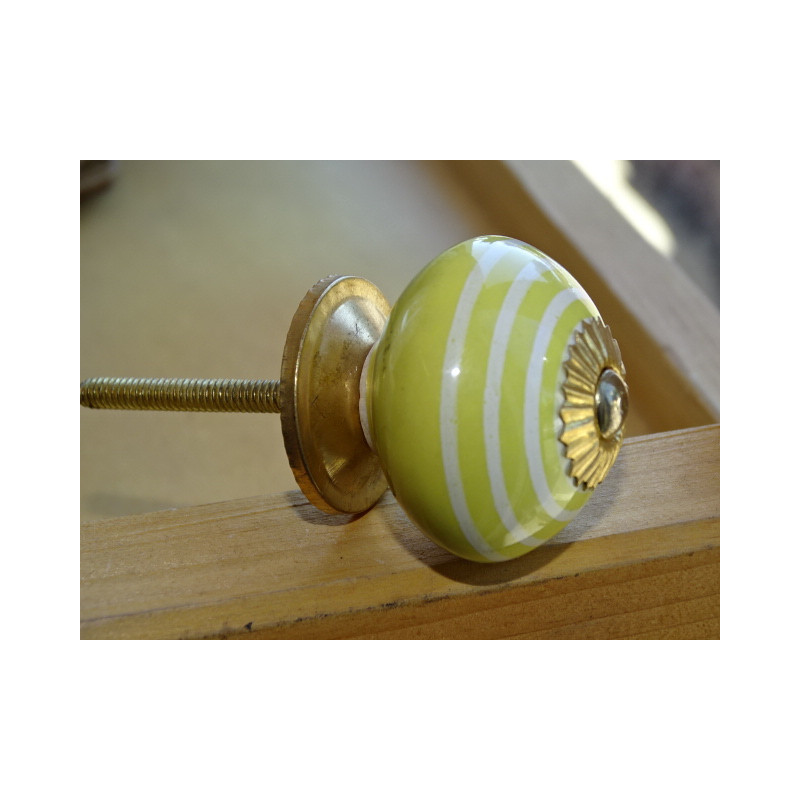 Boutons trait blanc/jaune vif - doré