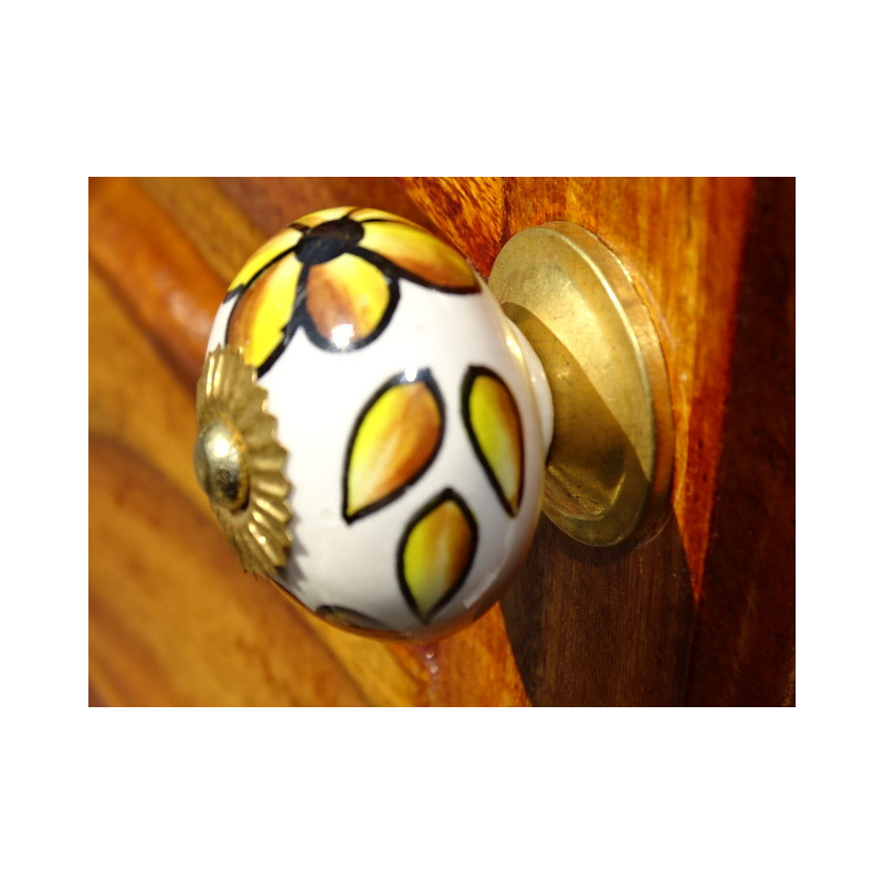 Porcelain knobs flower yellow black