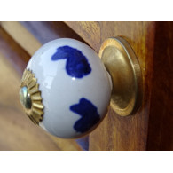 Porcelain knobs fish blues dark