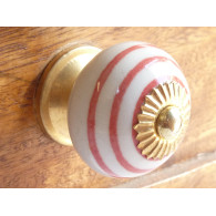 Porcelain knobs white line red