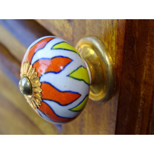 Boutons en porcelaine soleil orange 2