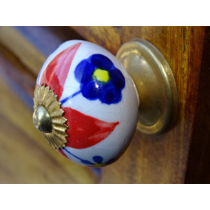 Pomos de porcelana 4 pétalos rojos 2