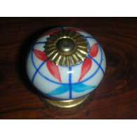 Boutons en porcelaine lignes bleues