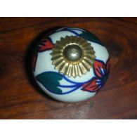 Boutons en porcelaine fleur rouge