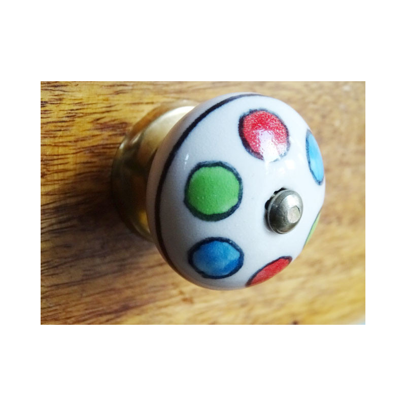 Poignée en porcelaine ronds muticolor