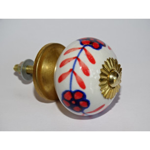 Handle of white furniture 3 red flowers