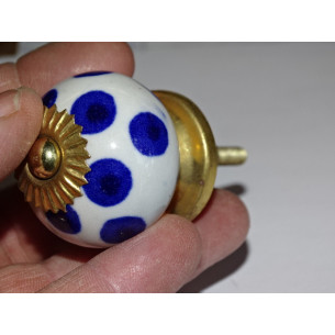 Poignée de meuble à pois bleus outremer 2