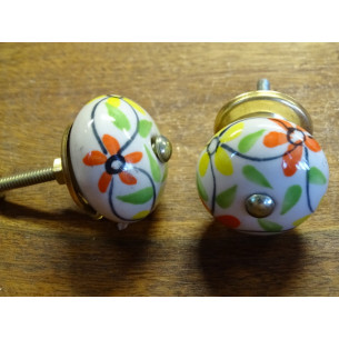 Manija de flores de porcelana de color amarillo y naranja 2