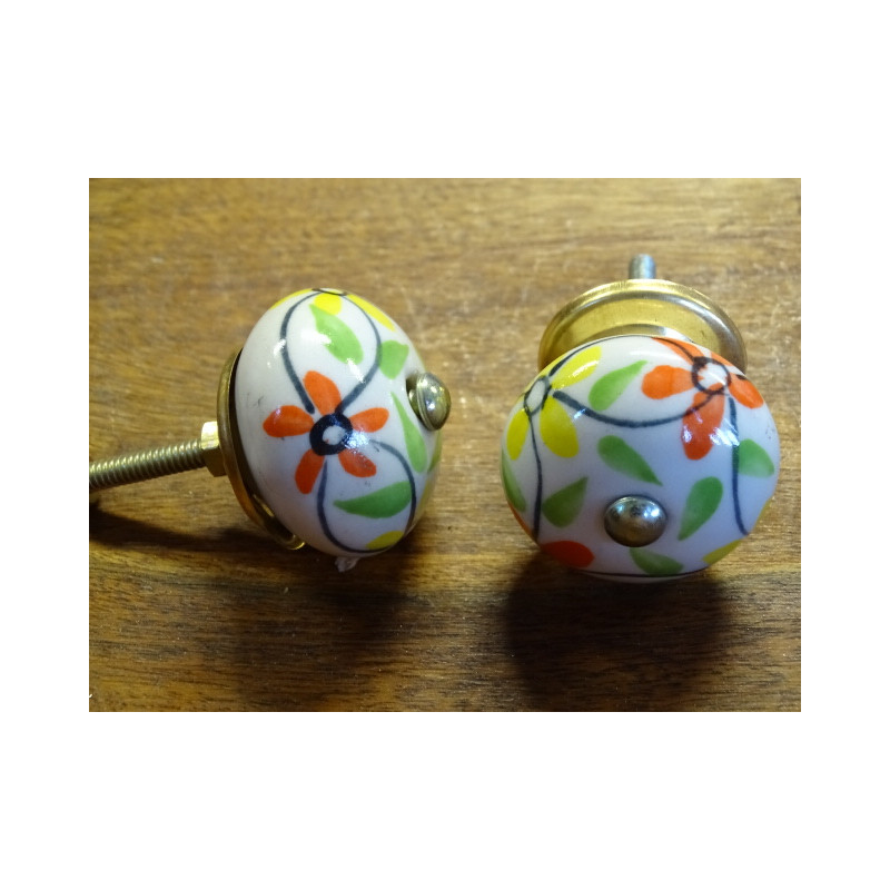Manija de flores de porcelana de color amarillo...