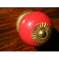 Boutons en porcelaine unis vermillon